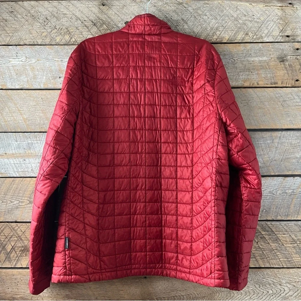 The North Face Mens Thermoball Eco Jacket Red Quilted Puffer Full Zip Sz XLarge